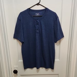 UNTUCKit Men's Blue Short Sleeve Henley Size Large